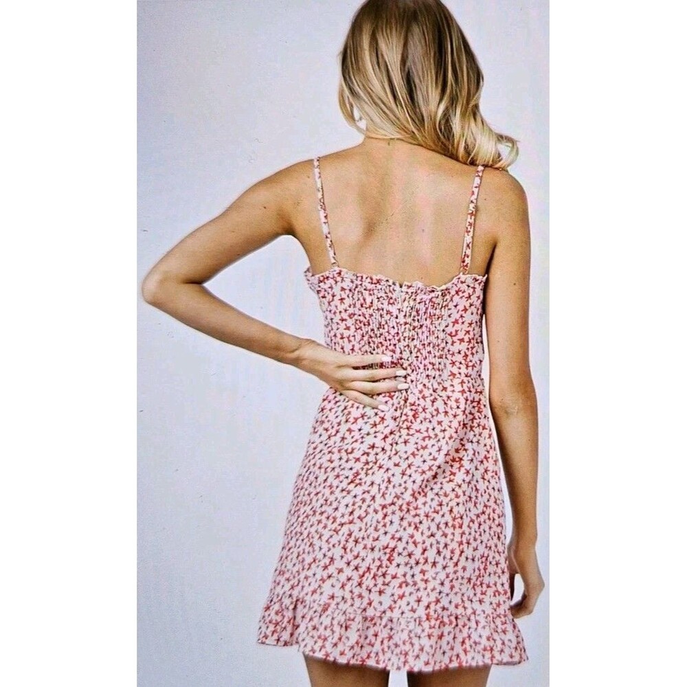 Princess Polly Sundress 8 Red Mini Floral Ruffle Cottagecore Adjustable Straps - Picture 4 of 13